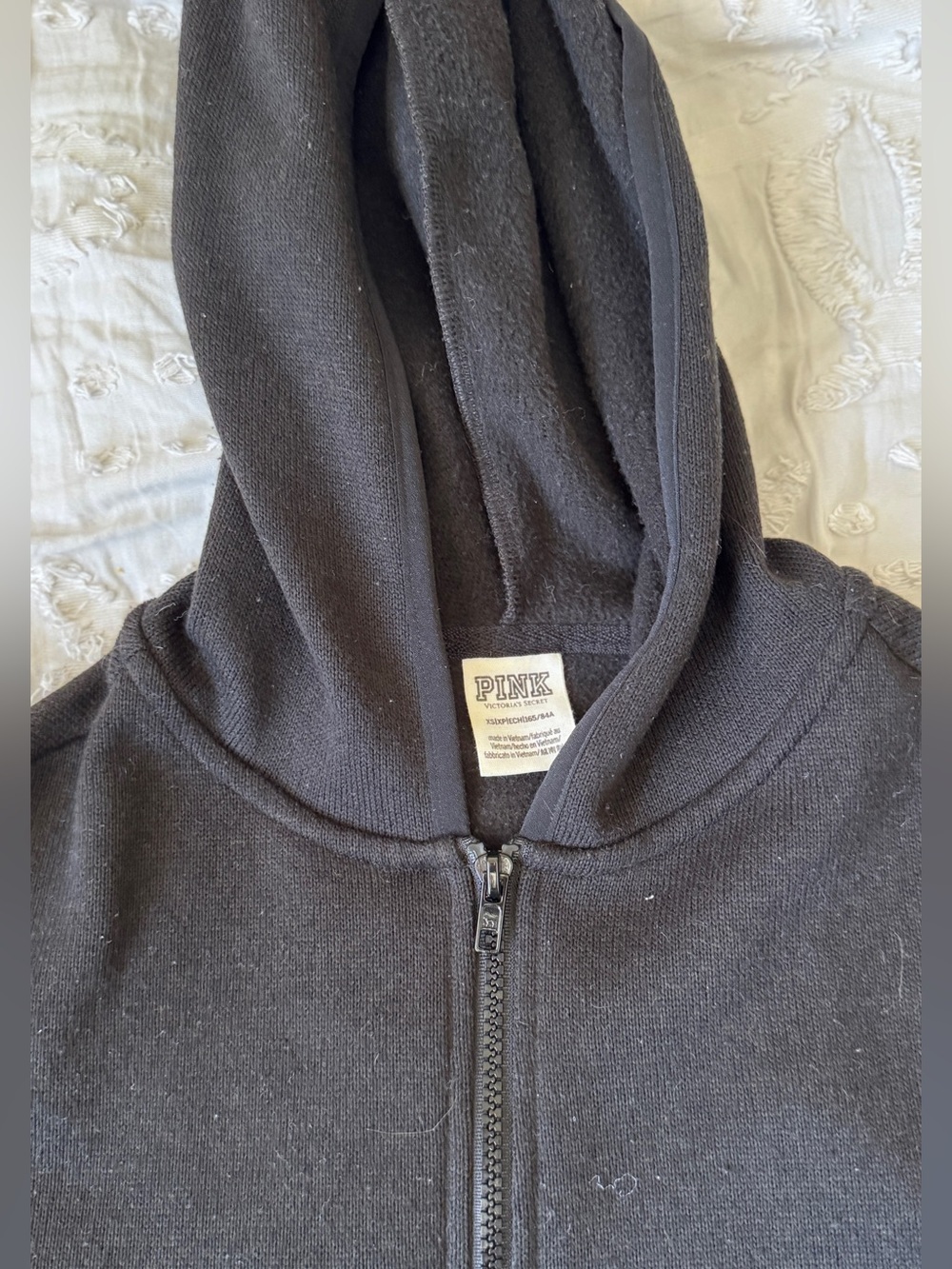 PINK Victoria's Secret Black Full-Zip Hooded Sweater
